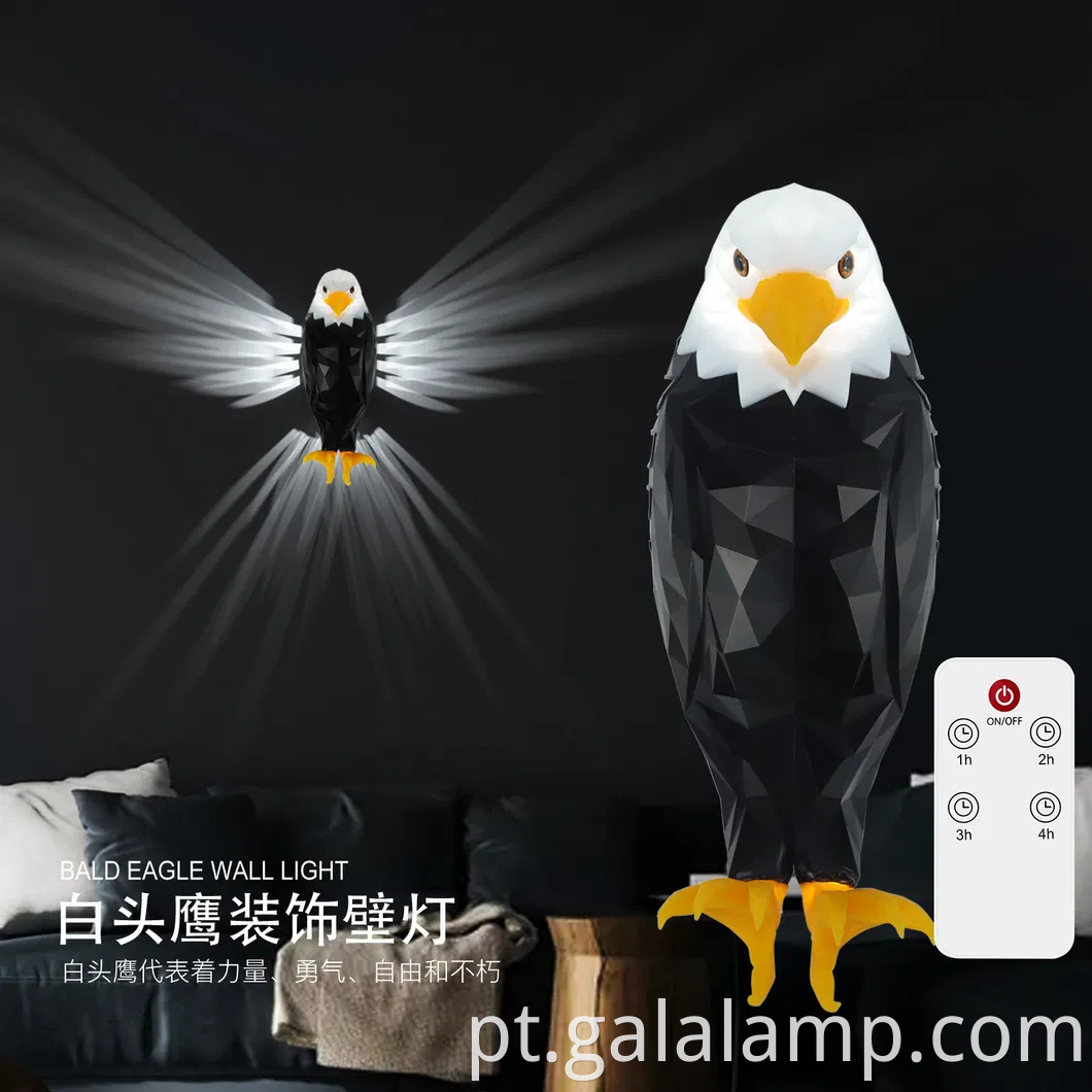 Luz decorativa de parede de asa de águia elegante com controle remoto